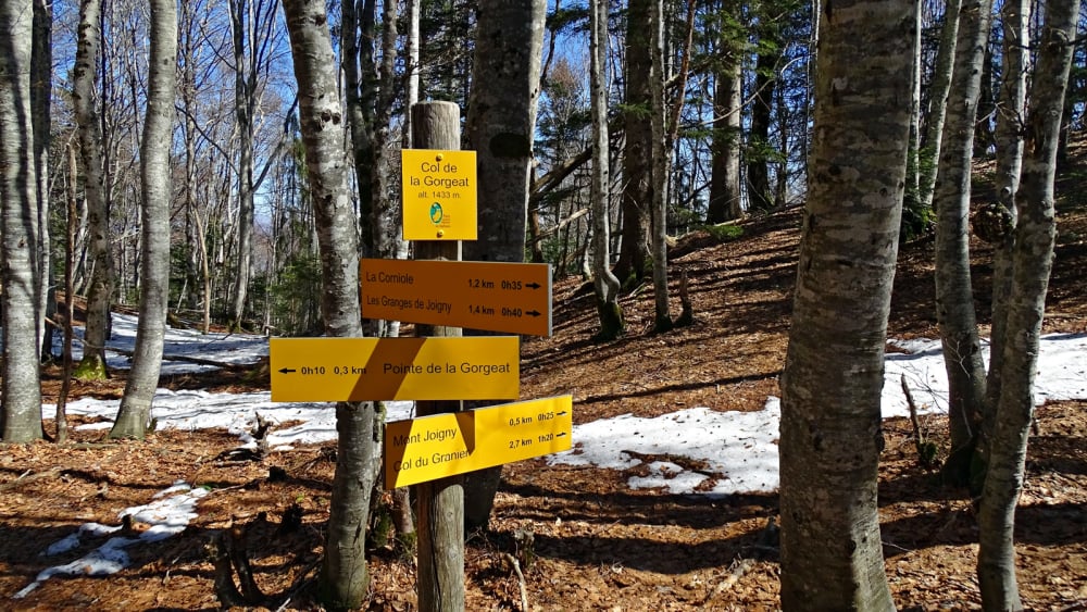 Signalétique randonnée au Mont Joigny et la pointe de Gorgeat massif de la Chartreuse