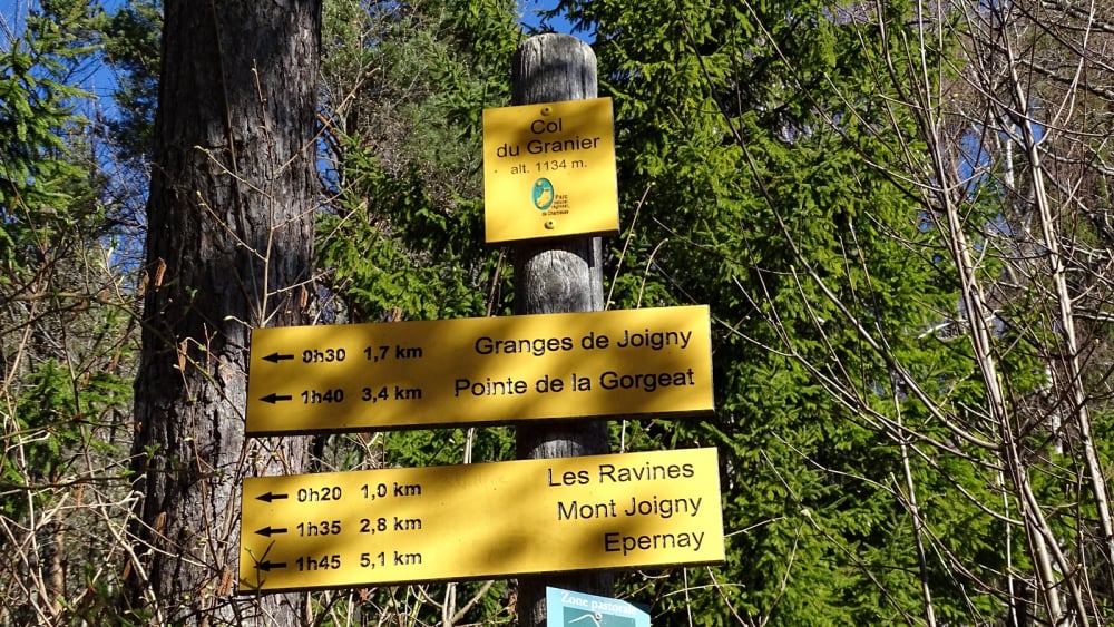Signalétique randonnée au Mont Joigny et la pointe de Gorgeat massif de la Chartreuse