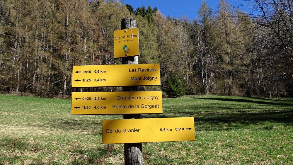 Signalétique randonnée au Mont Joigny et la pointe de Gorgeat massif de la Chartreuse