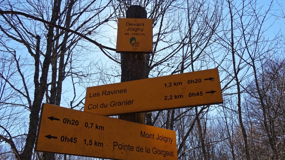 Signalétique randonnée au Mont Joigny et la pointe de Gorgeat massif de la Chartreuse