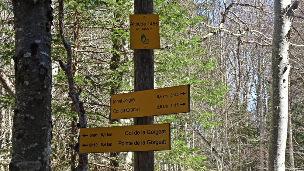 Signalétique randonnée au Mont Joigny et la pointe de Gorgeat massif de la Chartreuse