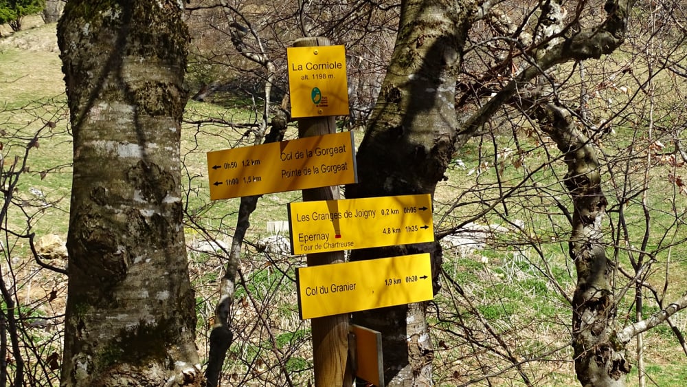 Signalétique randonnée au Mont Joigny et la pointe de Gorgeat massif de la Chartreuse