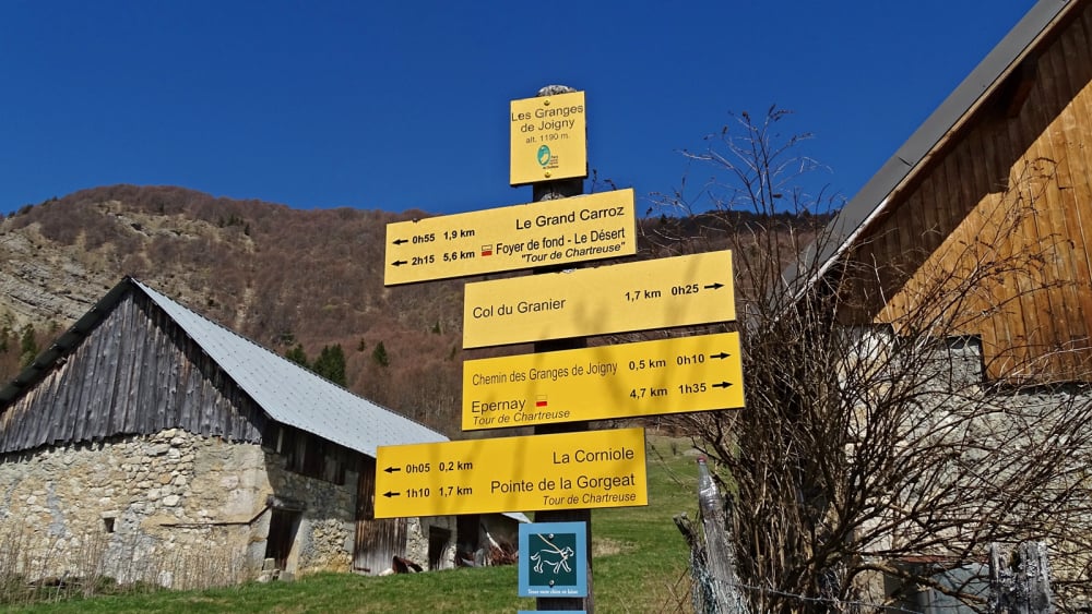 Signalétique randonnée au Mont Joigny et la pointe de Gorgeat massif de la Chartreuse