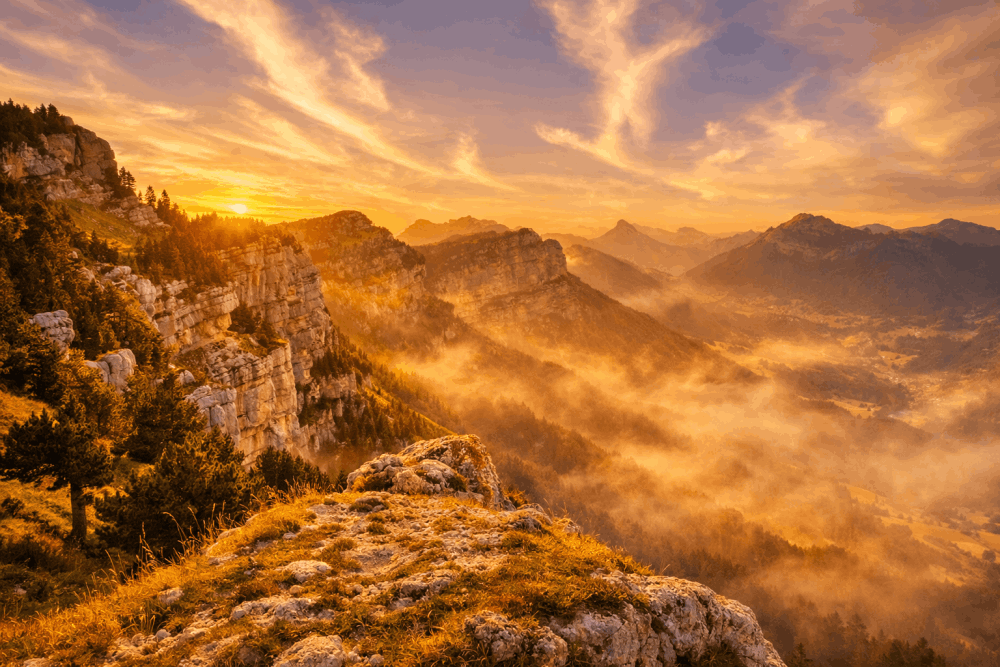 La vallée des Entremonts depuis le Mont Granier massif Chartreuse